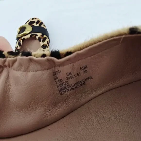 Coach Stanton Cheetah Calf Fur Flats 7.5 - Picture 7 of 8